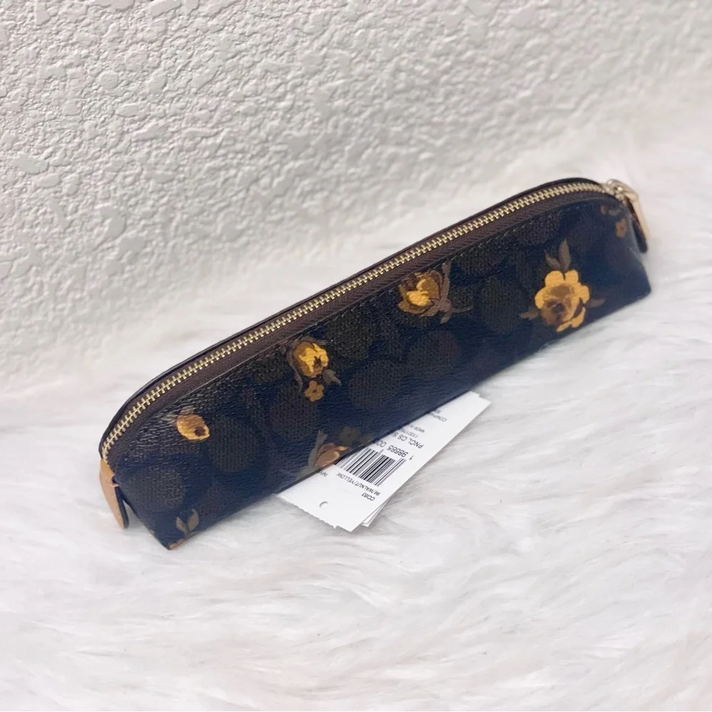 Coach Pencil Case In Signature Canvas With Floral Print CCI83 NWT